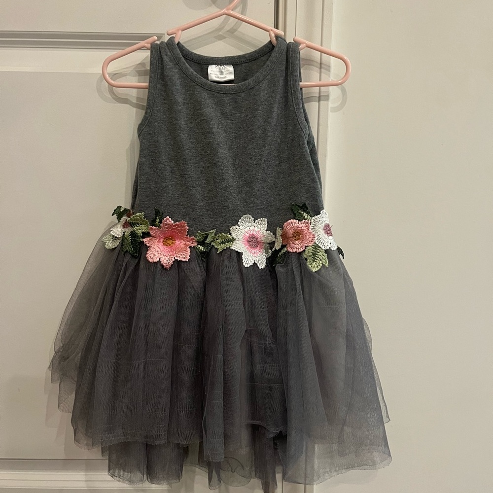 Gray tutu dress with flowers